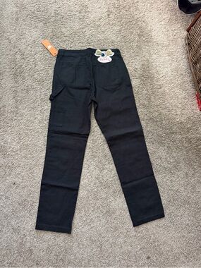 Von Dutch Black Cargo Work Pants with Rear Patch